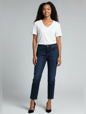 Old Navy Ultra High Rise Sky-Hi Straight 12 Petite Dark Wash Blue Denim Jeans